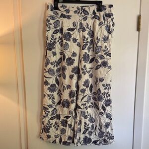 Ella Moss Black and Cream Floral Wide Leg Pants